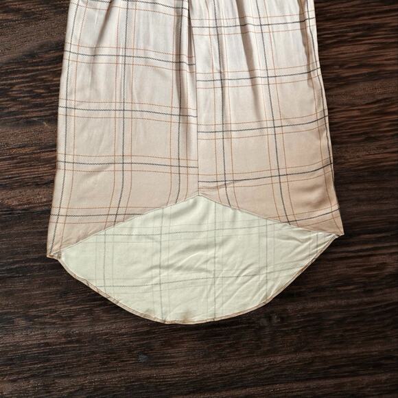 NWT Free People Bon Bon Midi Dress Sz XS Beige Plaid High Low Deep V Neck $128 - Picture 6 of 12